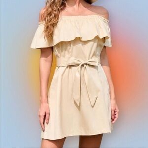 NWT Marlene Ruffle Off Shoulder Tie Waist Dress